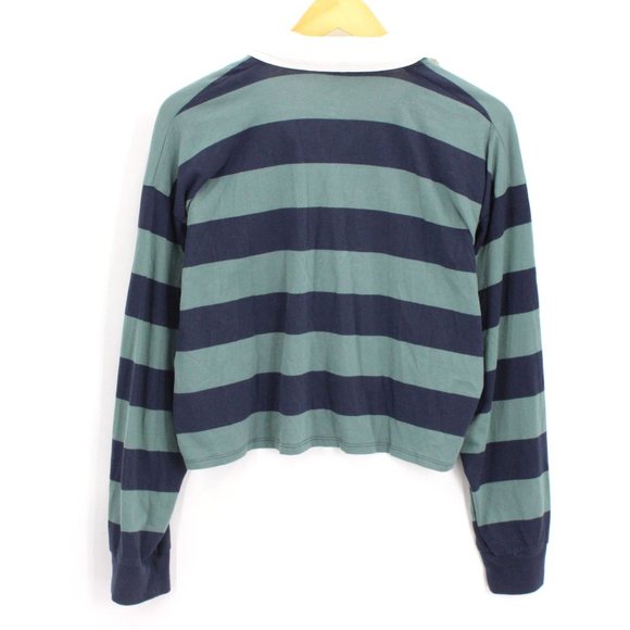 Hollister Polo Shirt Women's Casual Multicolor Striped Long Sleeve Cropped SZ M - Picture 5 of 7